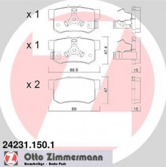 242311501 ZIMMERMANN Тормозные колодки зад Honda CR-V 2004-2006/Accord