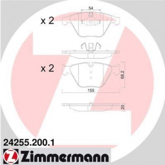 242552001 ZIMMERMANN Тормозные колодки, дискове гальмо (набір)