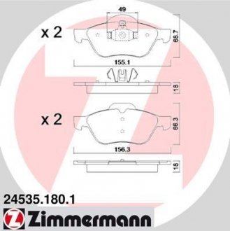 24535.180.1 ZIMMERMANN Колодки тормозные