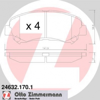 246321701 ZIMMERMANN Тормозные колодки перед Nissan X-trail с 2007г/Qas