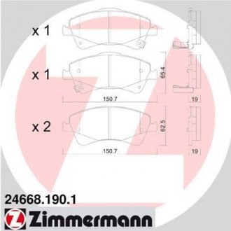 246681901 ZIMMERMANN Тормозные колодки, дискове гальмо (набір)