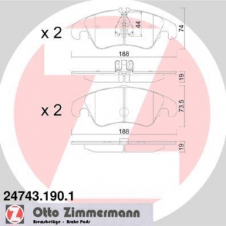247431901 ZIMMERMANN Гальмiвнi колодки дисковi(Без датчика)