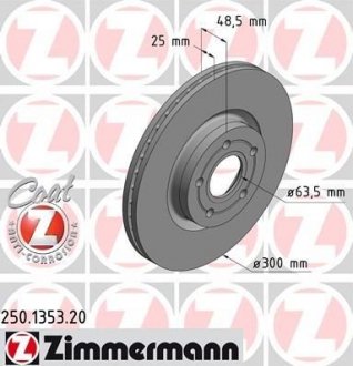 250 1353 20 ZIMMERMANN Тормозной диск
