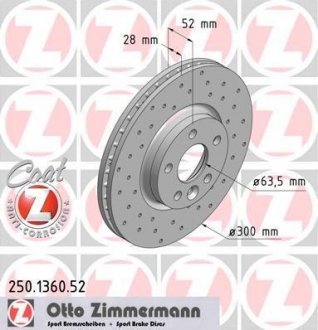 250.1360.52 ZIMMERMANN Диск тормозной