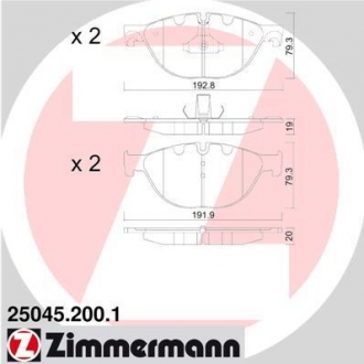 250452001 ZIMMERMANN Тормозные колодки перед BMW 5 F10 10-