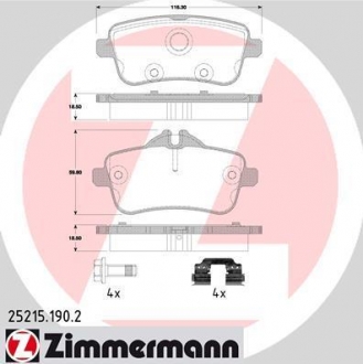 252151902 ZIMMERMANN Колодки тормозные дискові W166