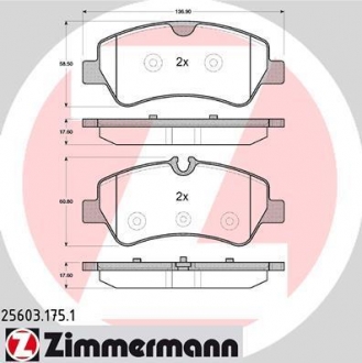 256031751 ZIMMERMANN Гальмiвнi колодки дисковi