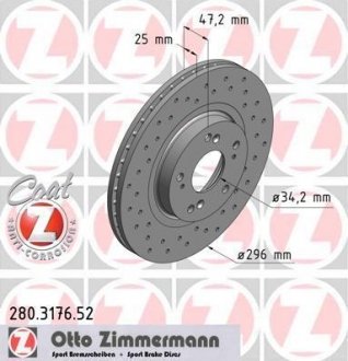 280317652 ZIMMERMANN Диск тормозной