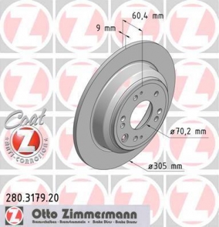 280317920 ZIMMERMANN Тормозной диск зад Accord c 2008г (305x9)