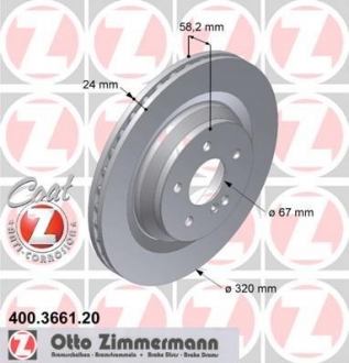 400.3661.20 ZIMMERMANN Диск тормозной COAT Z