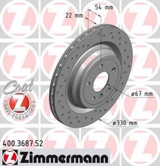 400.3687.52 ZIMMERMANN Диск тормозной