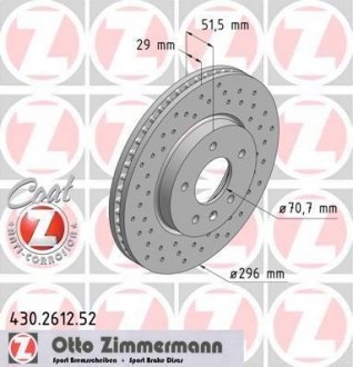 430.2612.52 ZIMMERMANN Диск тормозной