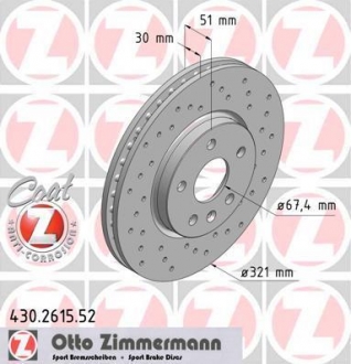 430261552 ZIMMERMANN Гальмiвнi диски Sport/ Coat Z