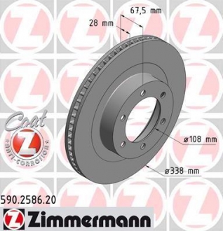 590258620 ZIMMERMANN Тормозной диск перед вентил Land Cruiser 120 Prad