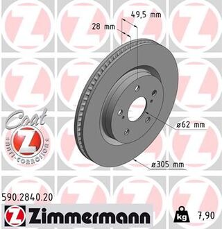 590284020 ZIMMERMANN Диск тормозной