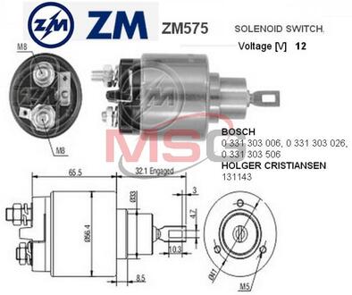 ZM575 ZM Втягивающее реле стартера