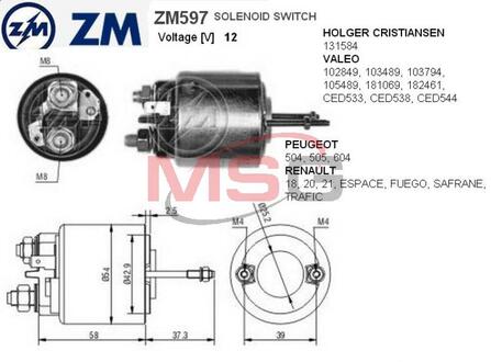 ZM597 ZM Втягивающее реле стартера