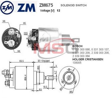 ZM675 ZM Втягивающее реле стартера