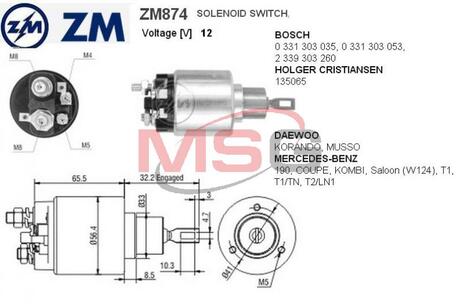 ZM874 ZM Втягивающее реле стартера