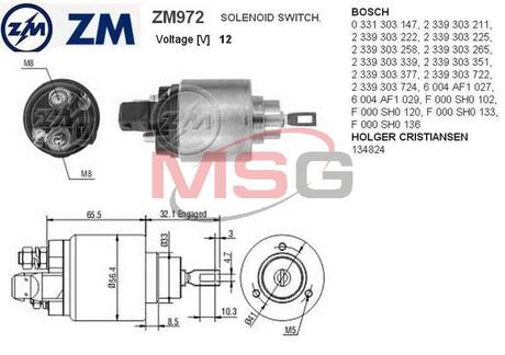 ZM 972 ZM Втягивающее РЕЛЕ СТАРТЕРА